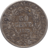 1872 SILVER 50 CENTS FRANCE - SILVER WORLD COINS - Cambridgeshire Coins