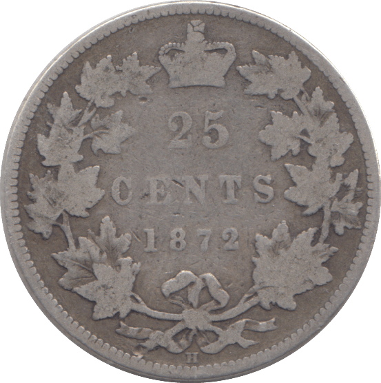 1872 SILVER CANADA 25 CENTS - SILVER WORLD COINS - Cambridgeshire Coins