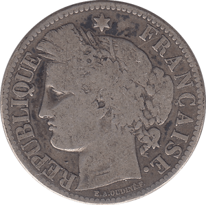 1872 SILVER TWO FRANCS FRANCE - SILVER WORLD COINS - Cambridgeshire Coins