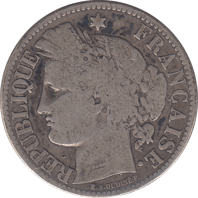 1872 SILVER TWO FRANCS FRANCE - SILVER WORLD COINS - Cambridgeshire Coins