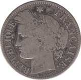 1872 SILVER TWO FRANCS FRANCE - SILVER WORLD COINS - Cambridgeshire Coins