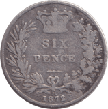 1872 SIXPENCE ( FINE ) - SIXPENCE - Cambridgeshire Coins