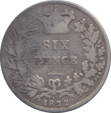 1872 SIXPENCE ( NF ) - SIXPENCE - Cambridgeshire Coins
