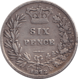 1872 SIXPENCE ( NF ) - SIXPENCE - Cambridgeshire Coins