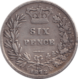 1872 SIXPENCE ( NF ) - SIXPENCE - Cambridgeshire Coins