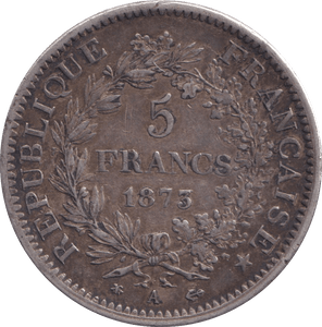 1873 FRANCE 5 FRANCS - WORLD COINS - Cambridgeshire Coins
