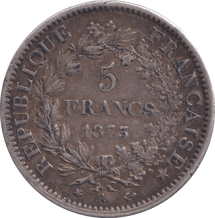 1873 FRANCE 5 FRANCS - WORLD COINS - Cambridgeshire Coins
