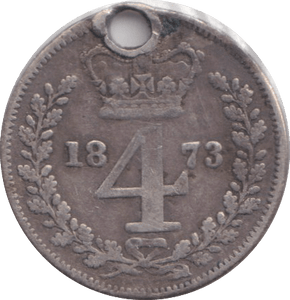 1873 HOLED MAUNDY FOURPENCE ( FAIR ) - MAUNDY FOURPENCE - Cambridgeshire Coins