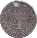 1873 HOLED MAUNDY FOURPENCE ( FAIR ) - MAUNDY FOURPENCE - Cambridgeshire Coins