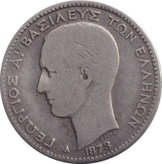 1873 SILVER 1 DRACHMA GREECE - SILVER WORLD COINS - Cambridgeshire Coins