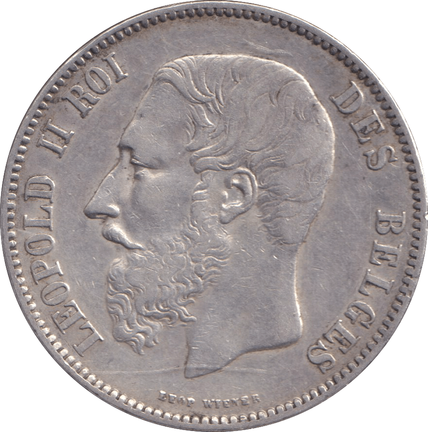 1873 SILVER 5 FRANC BELGIUM - SILVER WORLD COINS - Cambridgeshire Coins