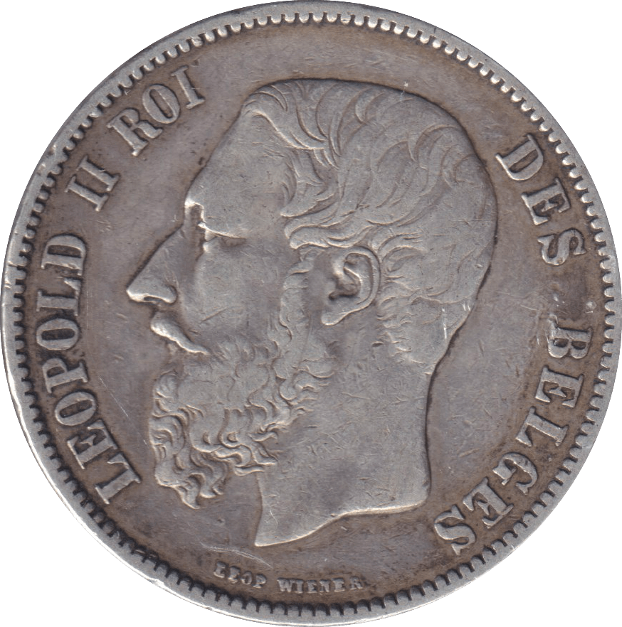 1873 SILVER 5 FRANC BELGIUM - SILVER WORLD COINS - Cambridgeshire Coins