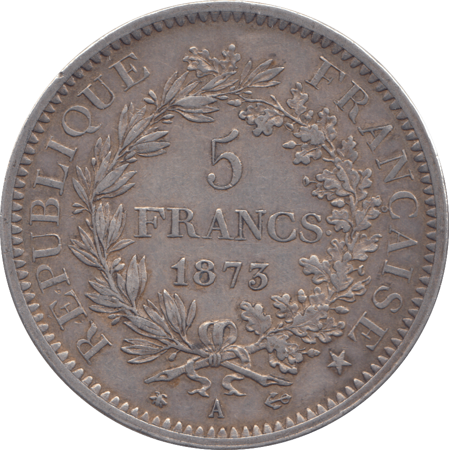 1873 SILVER 5 FRANC FRANCE PARIS - SILVER WORLD COINS - Cambridgeshire Coins