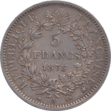 1873 SILVER 5 FRANC FRANCE PARIS - SILVER WORLD COINS - Cambridgeshire Coins