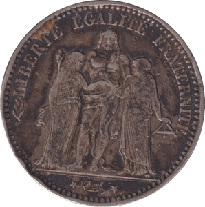 1873 SILVER 5 FRANC FRANCE - SILVER WORLD COINS - Cambridgeshire Coins