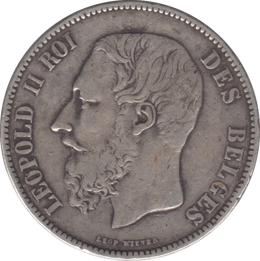 1873 SILVER 5 FRANCS BELGIUM - SILVER WORLD COINS - Cambridgeshire Coins