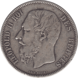 1873 SILVER 5 FRANCS BELGIUM - SILVER WORLD COINS - Cambridgeshire Coins