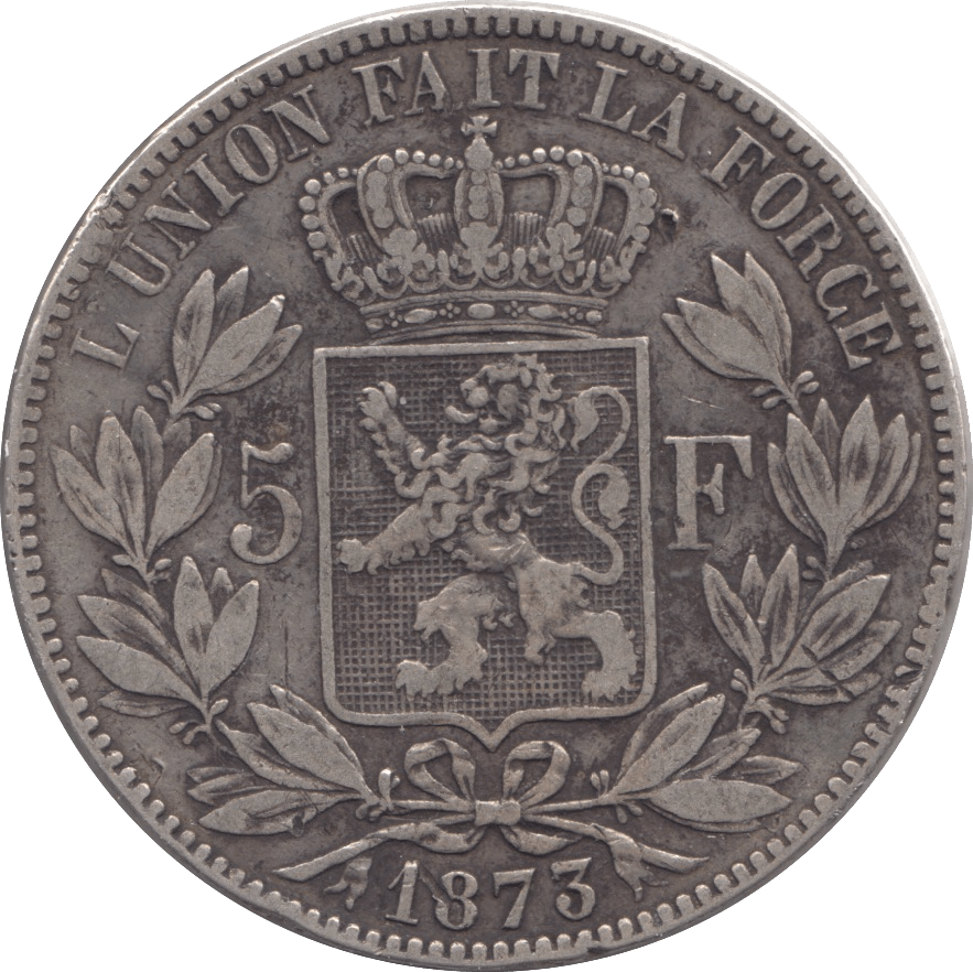 1873 SILVER 5 FRANCS BELGIUM - SILVER WORLD COINS - Cambridgeshire Coins