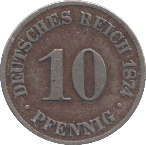 1874 10 PFENNIG GERMANY - WORLD COINS - Cambridgeshire Coins
