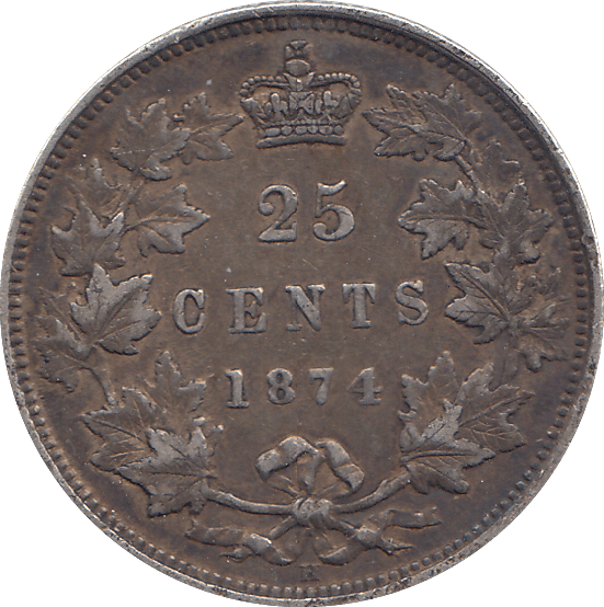 1874 25 CENTS CANADA - WORLD COINS - Cambridgeshire Coins