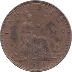 1874 FARTHING ( F ) - Farthing - Cambridgeshire Coins