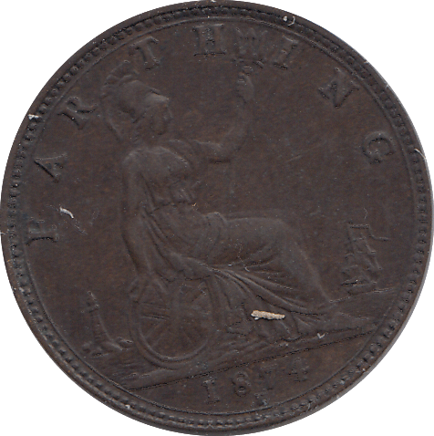 1874 FARTHING ( GVF ) - FARTHING - Cambridgeshire Coins