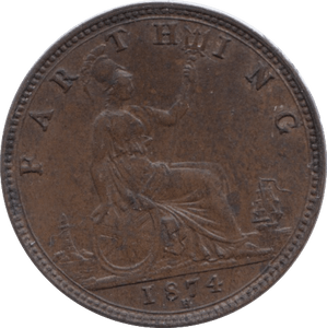 1874 FARTHING ( UNC ) - Farthing - Cambridgeshire Coins