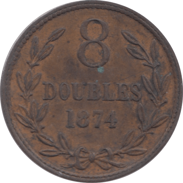 1874 GUERNSEY 8 DOUBLES - WORLD COINS - Cambridgeshire Coins