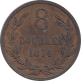 1874 GUERNSEY 8 DOUBLES - WORLD COINS - Cambridgeshire Coins
