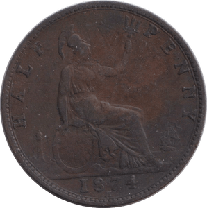 1874 HALFPENNY ( FINE ) H - HALFPENNY - Cambridgeshire Coins