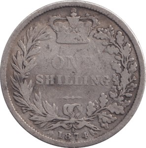 1874 SHILLING ( NF ) DIE 1 - SHILLING - Cambridgeshire Coins