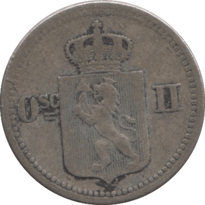 1874 SILVER 10 ORE NORWAY - SILVER WORLD COINS - Cambridgeshire Coins