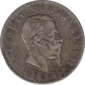 1874 SILVER 5 LIRE ITALY - SILVER WORLD COINS - Cambridgeshire Coins