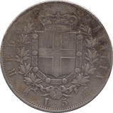 1874 SILVER 5 LIRE ITALY - SILVER WORLD COINS - Cambridgeshire Coins