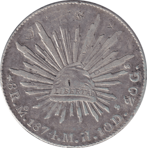1874 SILVER 8 REALES MEXICO - SILVER WORLD COINS - Cambridgeshire Coins