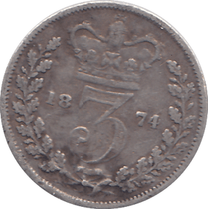 1874 SILVER THREEPENCE ( FAIR ) - THREEPENCE - Cambridgeshire Coins