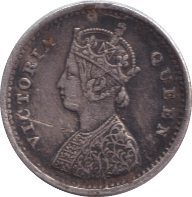 1874 SILVER TWO ANNAS INDIA - SILVER WORLD COINS - Cambridgeshire Coins