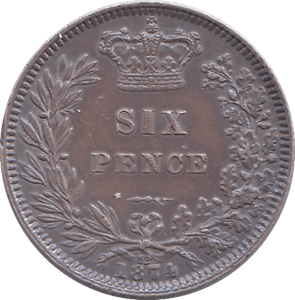 1874 SIXPENCE ( AUNC ) - SIXPENCE - Cambridgeshire Coins
