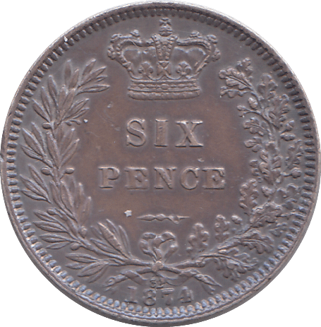 1874 SIXPENCE ( AUNC ) - SIXPENCE - Cambridgeshire Coins