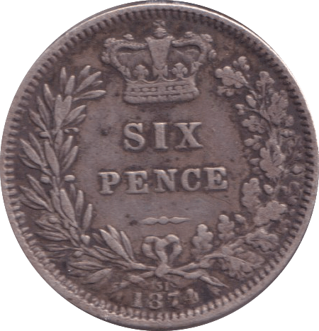 1874 SIXPENCE ( GF ) - SIXPENCE - Cambridgeshire Coins