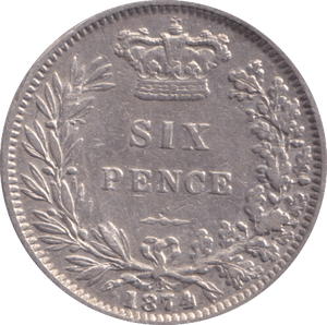 1874 SIXPENCE ( GVF ) - SIXPENCE - Cambridgeshire Coins