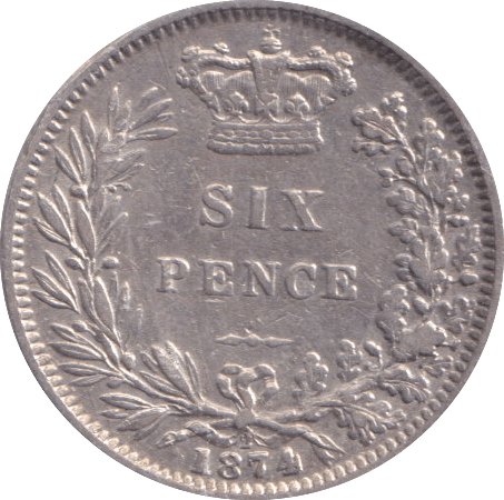 1874 SIXPENCE ( GVF ) - SIXPENCE - Cambridgeshire Coins