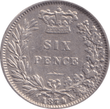 1874 SIXPENCE ( GVF ) - SIXPENCE - Cambridgeshire Coins