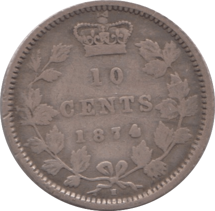 1874 TEN CENTS CANADA - WORLD COINS - Cambridgeshire Coins