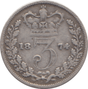 1874 THREEPENCE ( FINE ) - THREEPENCE - Cambridgeshire Coins