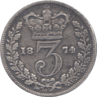 1874 THREEPENCE ( FINE ) - THREEPENCE - Cambridgeshire Coins