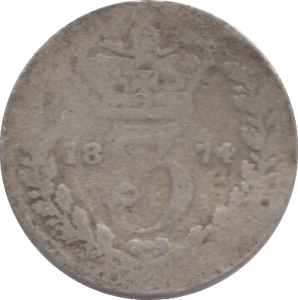 1874 THREEPENCE ( NF ) - THREEPENCE - Cambridgeshire Coins