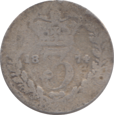 1874 THREEPENCE ( NF ) - THREEPENCE - Cambridgeshire Coins