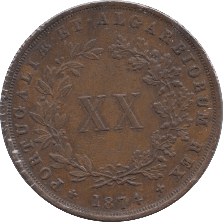 1874 TWENTY REIS PORTUGAL - WORLD COINS - Cambridgeshire Coins