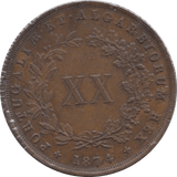 1874 TWENTY REIS PORTUGAL - WORLD COINS - Cambridgeshire Coins